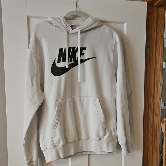 Nike White Hoodie with Black Logo - Picture 1 of 4
